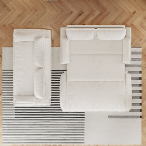 3-in-1 Convertible Velvet Sofa Bed with Queen Pull Out Sleeper - Beige/White