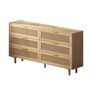 59.06" 6-Drawers Rattan Storage Cabinet