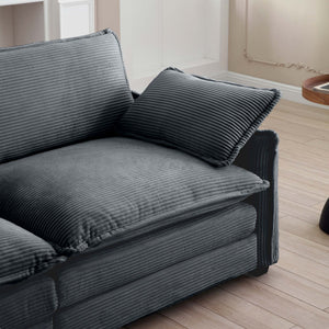 Oversized Modular Cushioned Sofa with Conversible Ottoman
