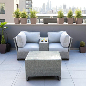 Comfortable Modern Patio Rattan Sectional Set With Cushions
