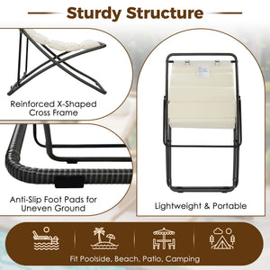 Outdoor Folding Chair With Adjustable Backrest (Set of 2)