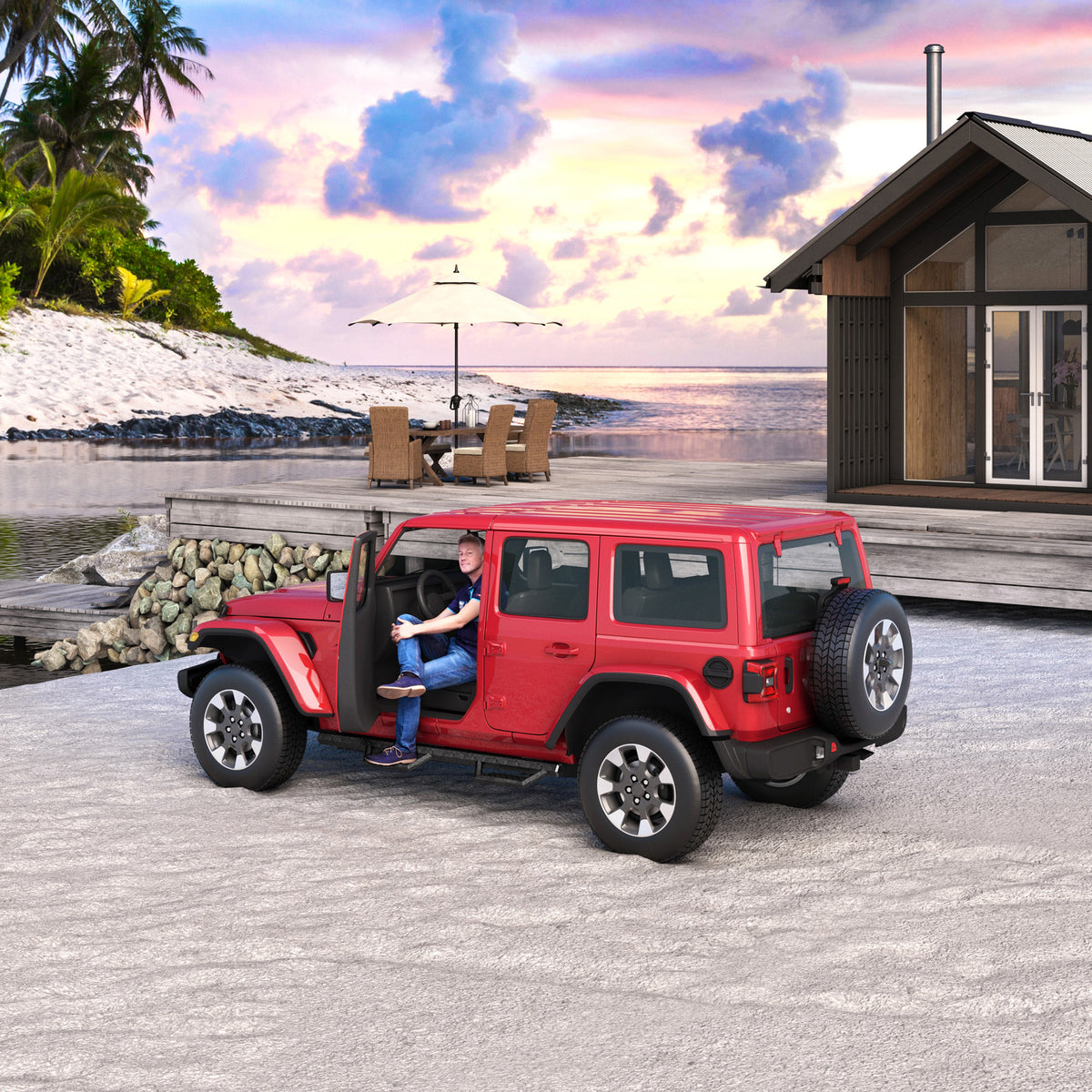 Two Stairs Running Boards Side Steps for Jeep Wrangler JK