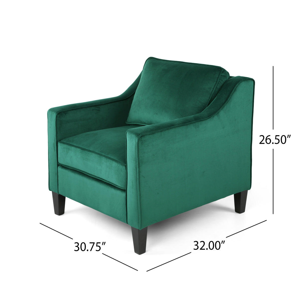 Green Velvet Upholstered Club Chair
