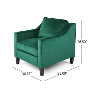 Green Velvet Upholstered Club Chair