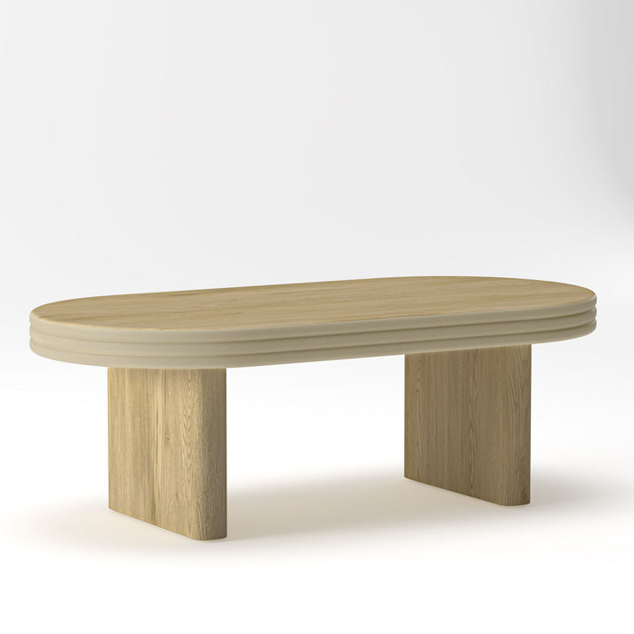Oval Fluted Coffee Table with Fluted Detail - Natural