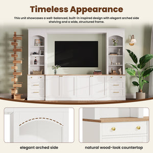 Farmhouse Arched Entertainment Center Wall Unit
