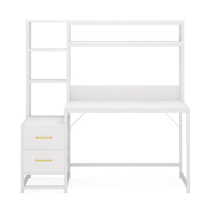 Computer Desk With Hutch, 2 Drawers & Open Shelves