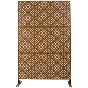 Freestanding Decorative Privacy Screen For Deck Balcony Patio, Metal Privacy - Brown