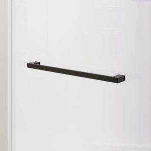 Frameless Double Sliding Soft Close Bathtub Shower Door, 5 / 16" Clear Nano Coated Tempered Glass And 304 Stainless Steel Handle - Matte Black