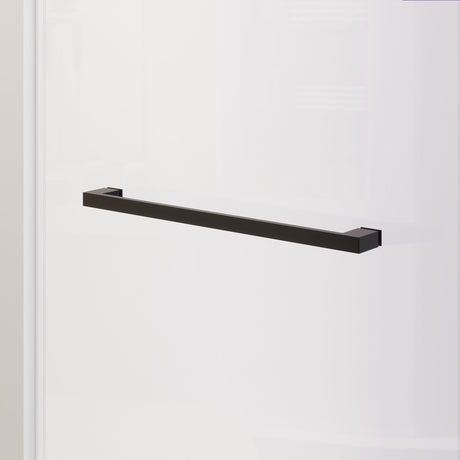 Frameless Double Sliding Soft Close Bathtub Shower Door, 5 / 16" Clear Nano Coated Tempered Glass And 304 Stainless Steel Handle - Matte Black