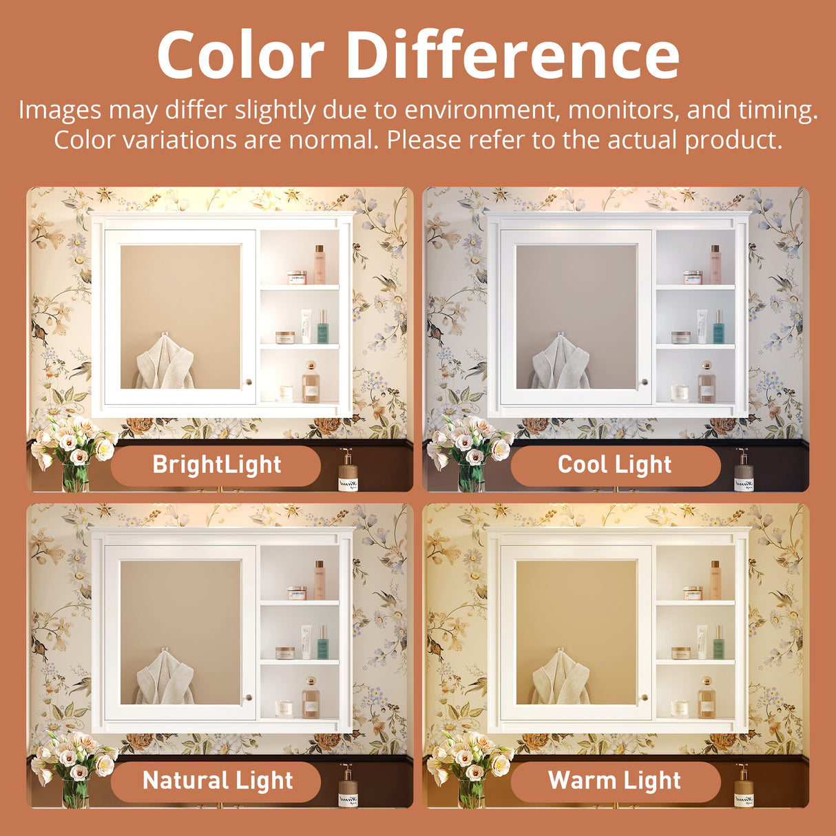 Wall Mounted Medicine Cabinet With Mirror, Adjustable Shelf - White