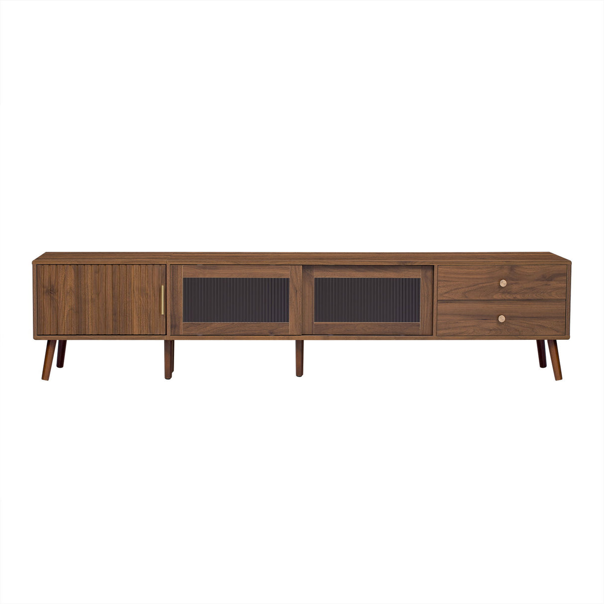Doors TV Stand For TVs Up To 85", Entertainment Center With Storage Cabinets, TV Media Console Table For Living Room - Natural