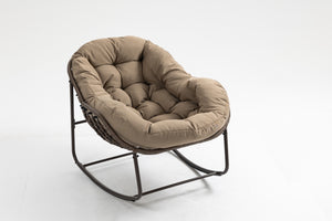 Outdoor Oversized Wicker Rocking Chair with Thick Cushion