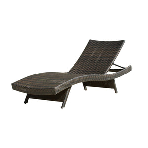 Mysticism Outdoor Chaise Lounge With Adjustable Backrest And Foldable Legs - Brown Multi - Best Buy Furniture