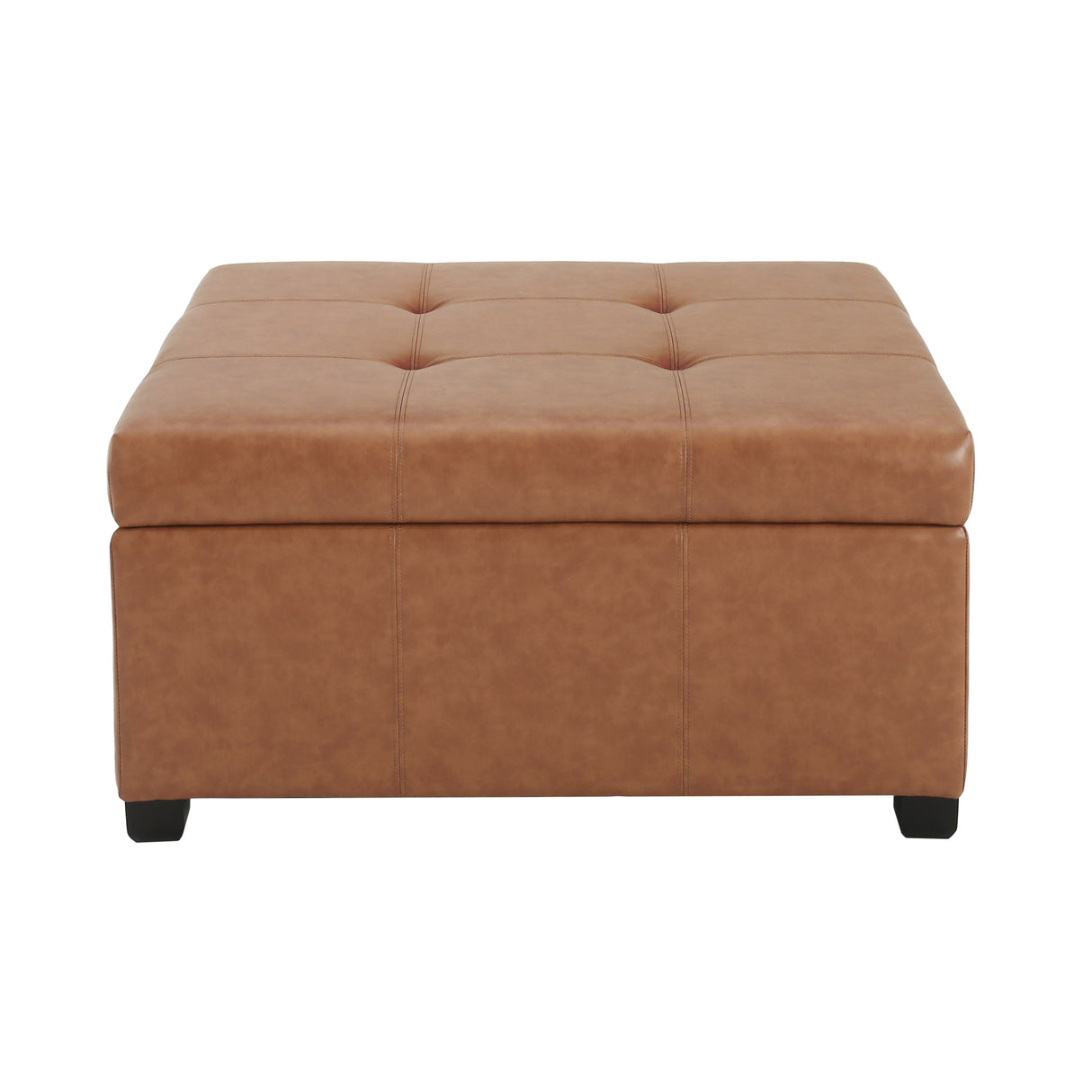 Faux Leather Tufted Storage Ottoman