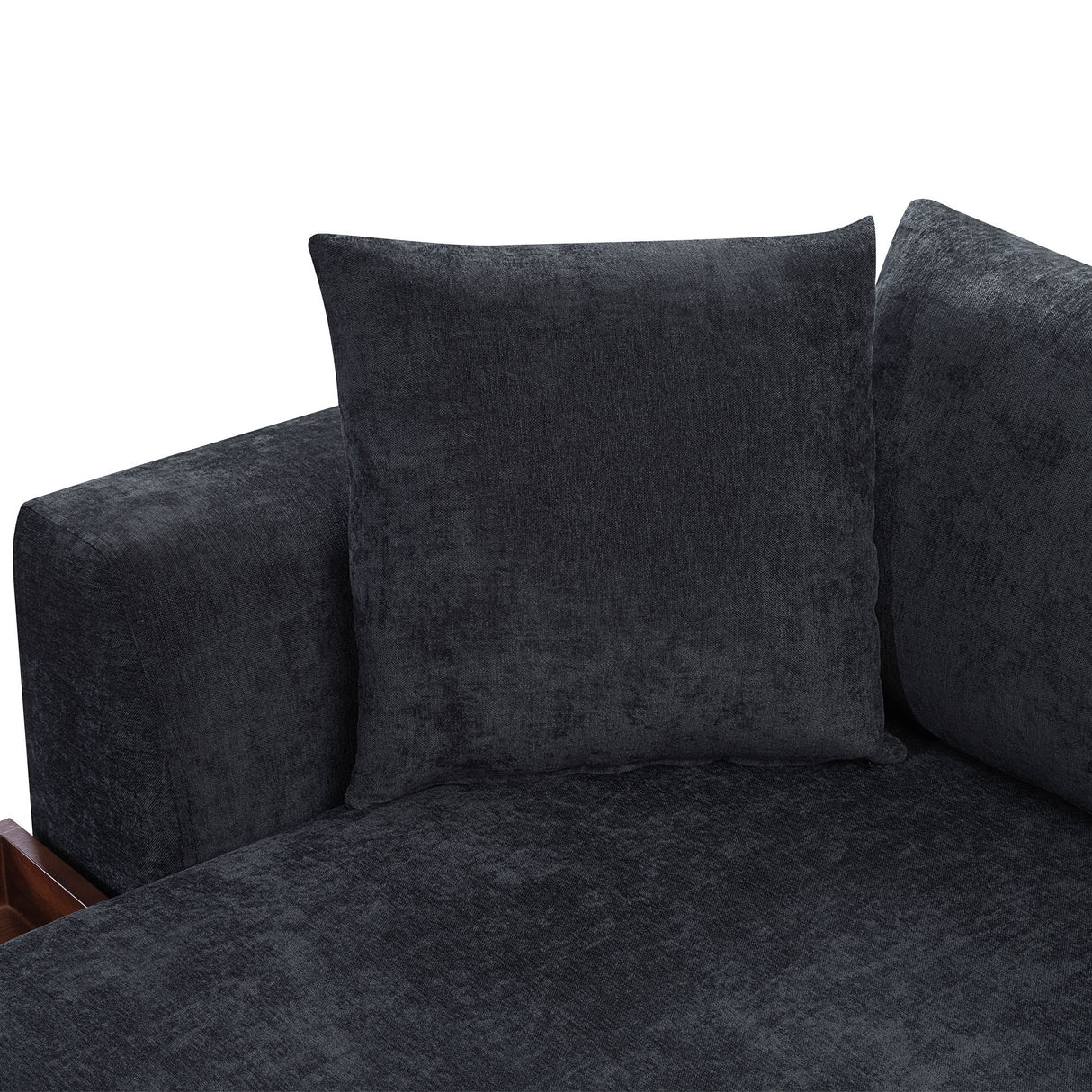 Modern L Shaped Sectional Sofa With Upholstery And Wooden Storage