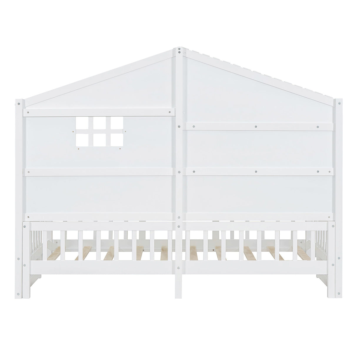 House Bed With Shelves, Window And Sparkling Light Strip On The Roof