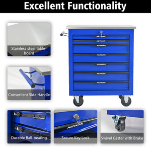 7 Drawers Multifunctional Tool Cart with Wheels - Blue & Black