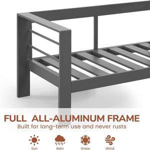 All Weather Patio Loveseat With Thick Cushions - Gray / Gray