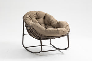 Outdoor Oversized Wicker Rocking Chair with Thick Cushion