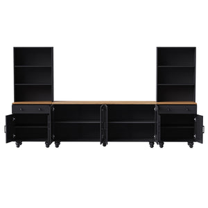 Farmhouse TV Stand With Solid Wood Gourd Shaped Legs For TVs Up To 70"