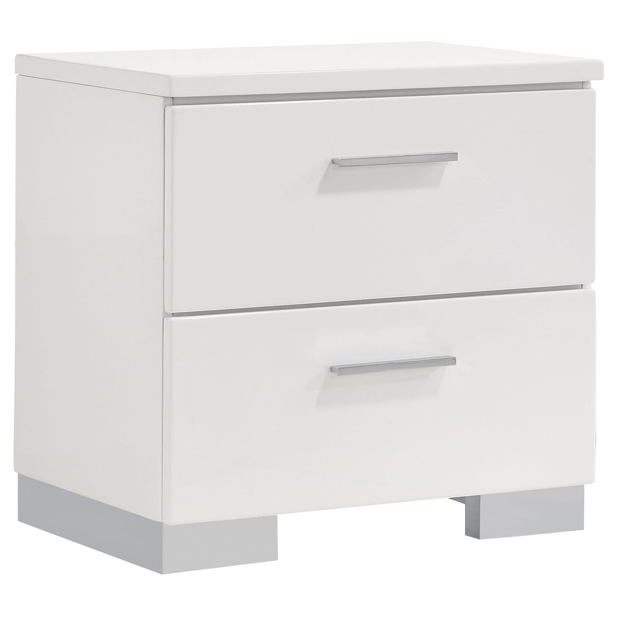 Escalon - 4 Piece Bedroom Set With Paneled Headboard Accents Upholstered - Glossy White