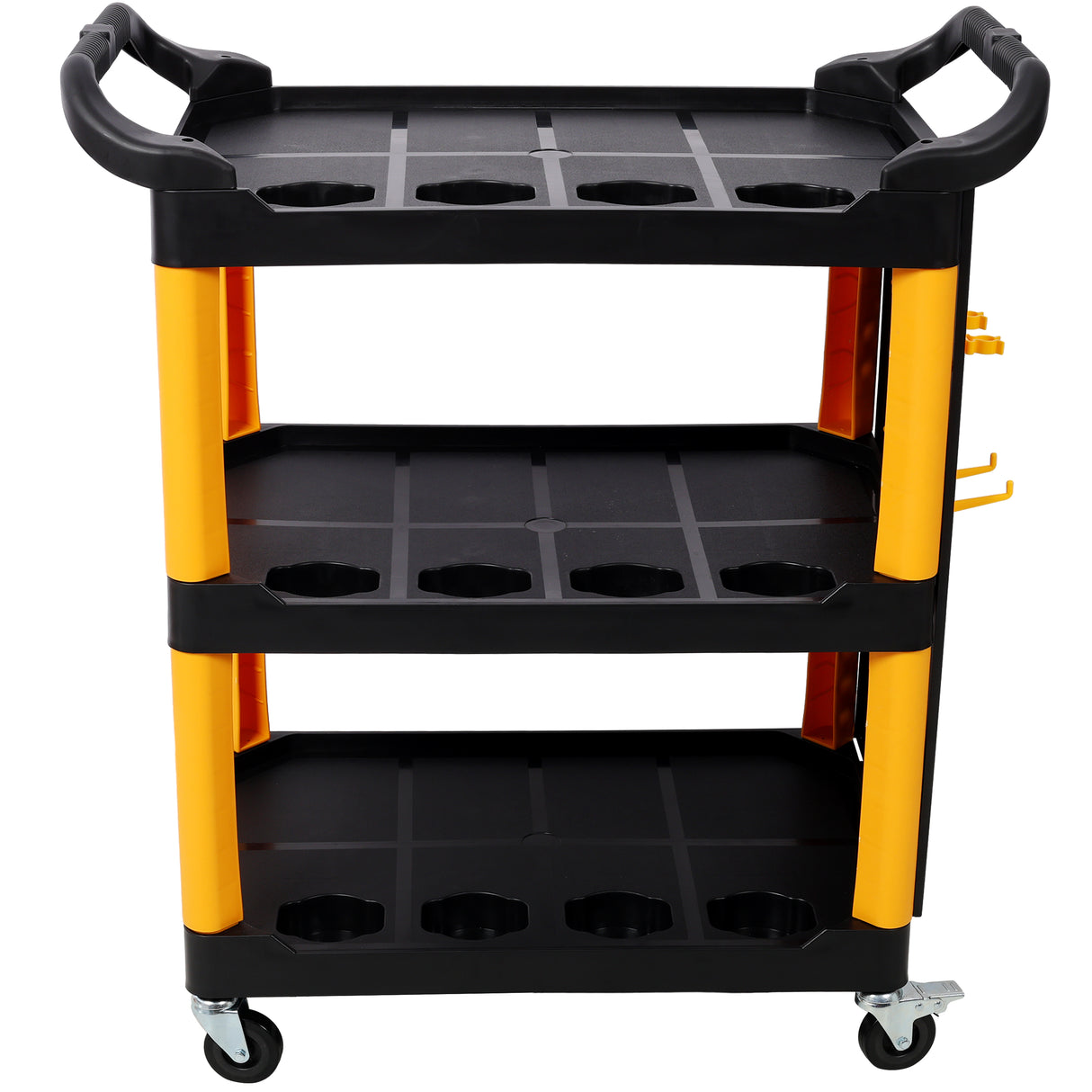 3 Tier Rolling Auto Detail Cart With Wheels - Yellow & Black