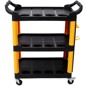 3 Tier Rolling Auto Detail Cart With Wheels - Yellow & Black