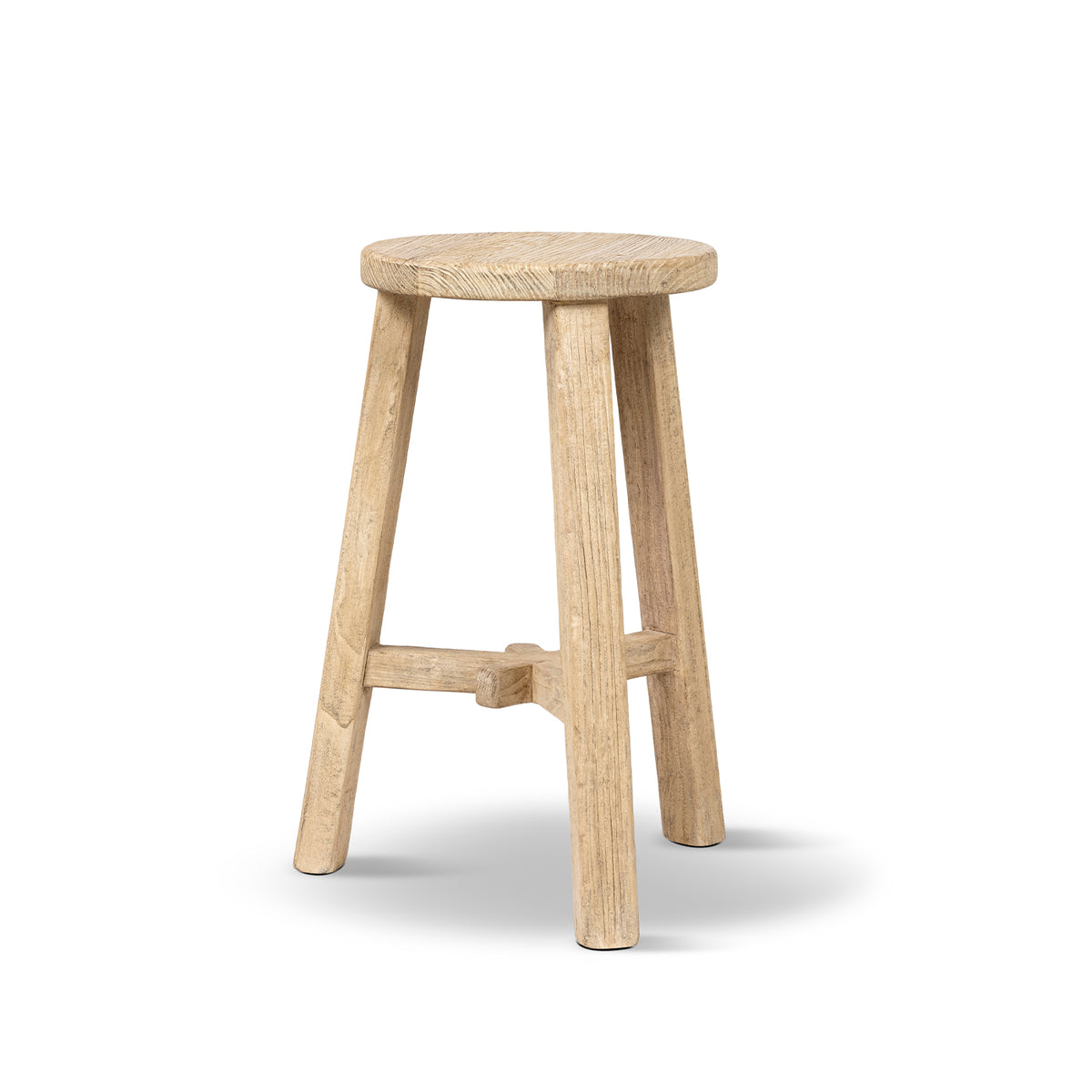 Linden Counter Stool, 25.5-Inch Reclaimed Elm Wood, Light Natural Brown