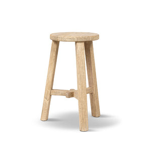 Linden Counter Stool, 25.5-Inch Reclaimed Elm Wood, Light Natural Brown