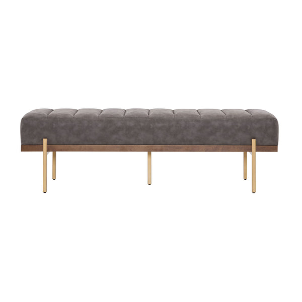 Thorian Luxury Upholstered Ottoman Bench with Channel Tufting and Metal Base