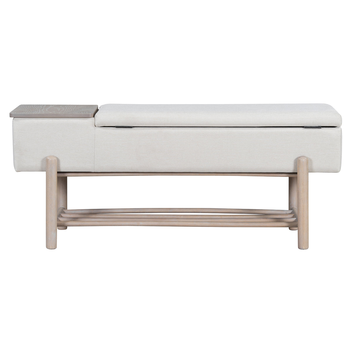 TREXM Farmhouse Upholstered Storage Bench with Hidden Compartment