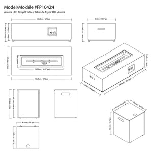 Rectangular Metal LED Firetable with LED Accent - Outdoor