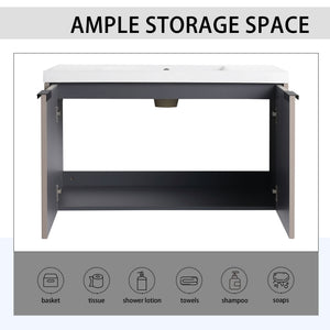 Contemporary Wall Mounted Bathroom Vanity With Resin Double Sink