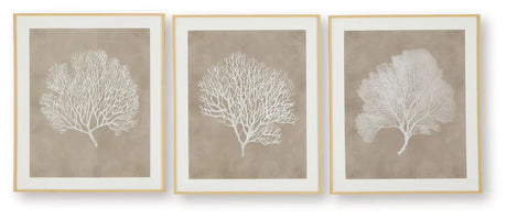 Hendridge - Wall Art Set (Set of 3) - Taupe / White - Best Buy Furniture