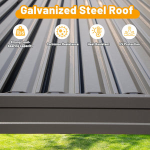 8x5 Ft Grill Louvered Pergola with Adjustable Roof and Built-in Gutter