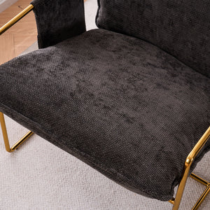 Upholstered Hanging Armchair With Arm Pocketsmetal Frame (Set of 2), Plated Craftsmanship, Crushed Foam Cushions And Skin-Friendly Woven Fabric For Living Room And Bedroom