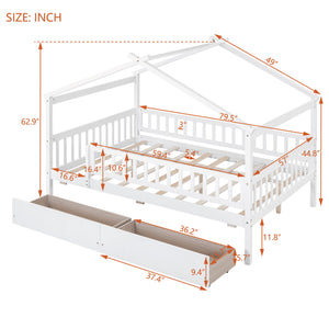 House Bed With 2 Drawers