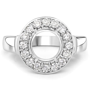0.48 Carat Genuine White Diamond 14K White Gold Semi Mount Ring - holds 8.00mm Round Gemstone