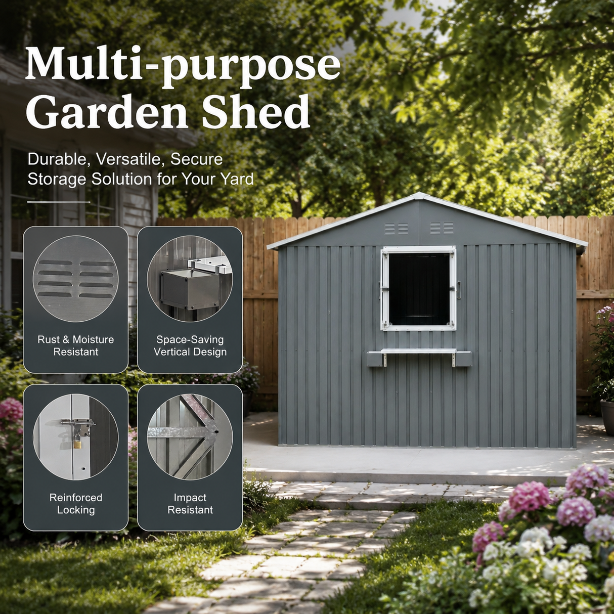 12x10 FT Outdoor Metal Storage Shed