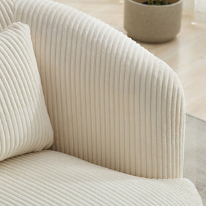 Wide Upholstered 360° Swivel Barrel Soft Chair With Pillow
