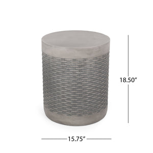 Outdoor Lightweight End Table Round Concrete Outdoor Side Table - Natural - Best Buy Furniture