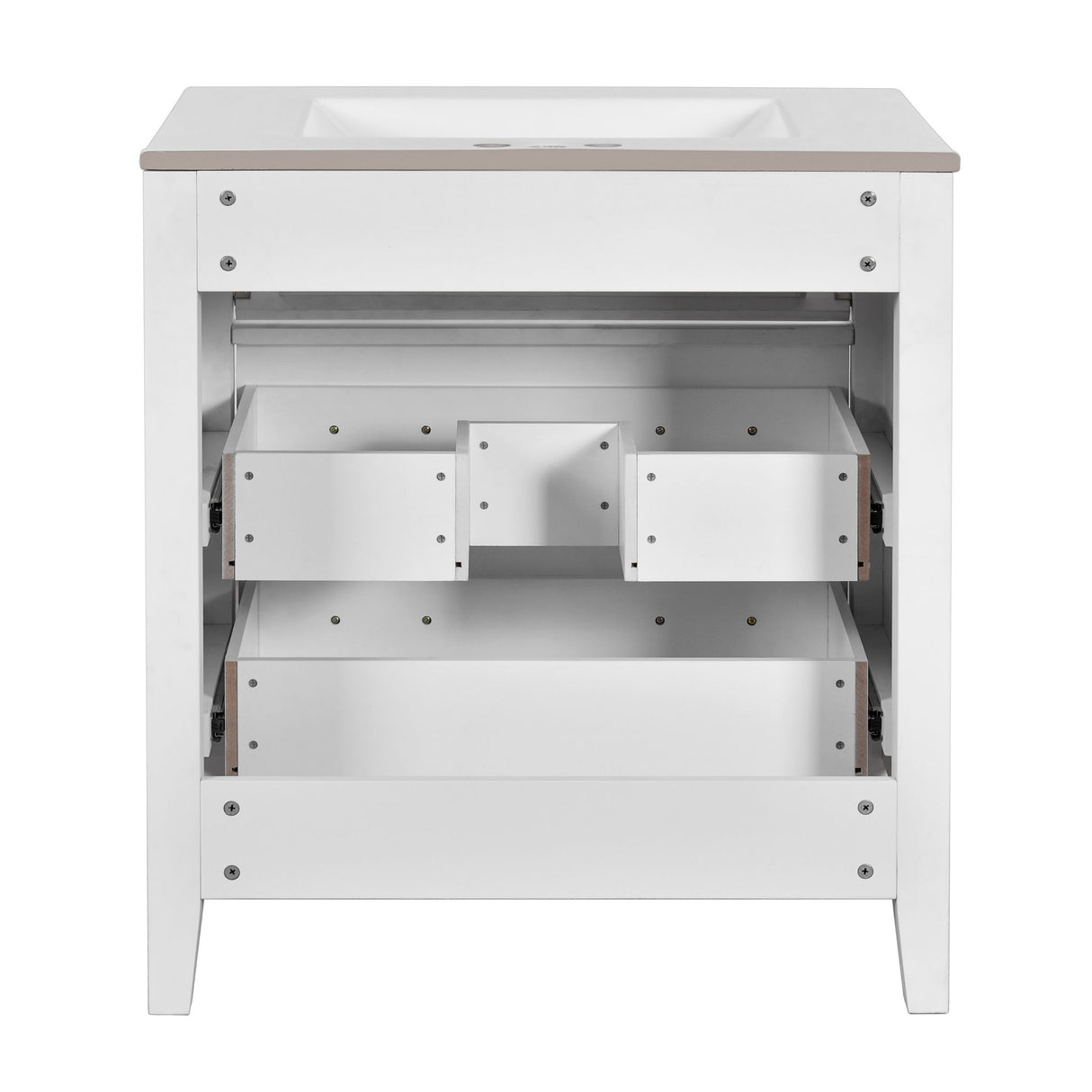Retro Bathroom Vanity With Sink Combo, Free Standing Single Set With 3 Drawers
