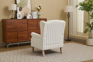 Modern Accent Chair with Retro Wood Legs and Floral Design