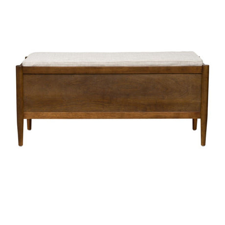 Accent Bench With Storage, Upholstered Cushion - Walnut Brown