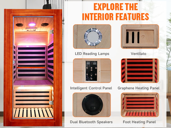 1020W African Oguman Single Mini Far Infrared Sauna Room