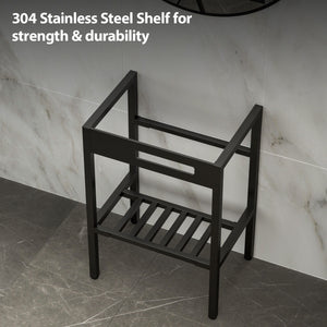 Console Sink With 304 Legs, 24" X 16.75", Wall Mounted Design - White / Black