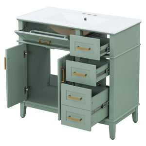Bathroom Vanity With Sink, Soft Close Doors, 4 Storage Drawers
