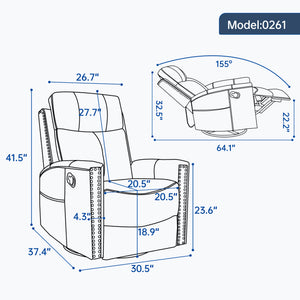 Deep Swivel Recliner and Massage Chair