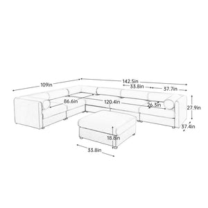 Contemporary Elegant Sofa With Storage And Ottoman